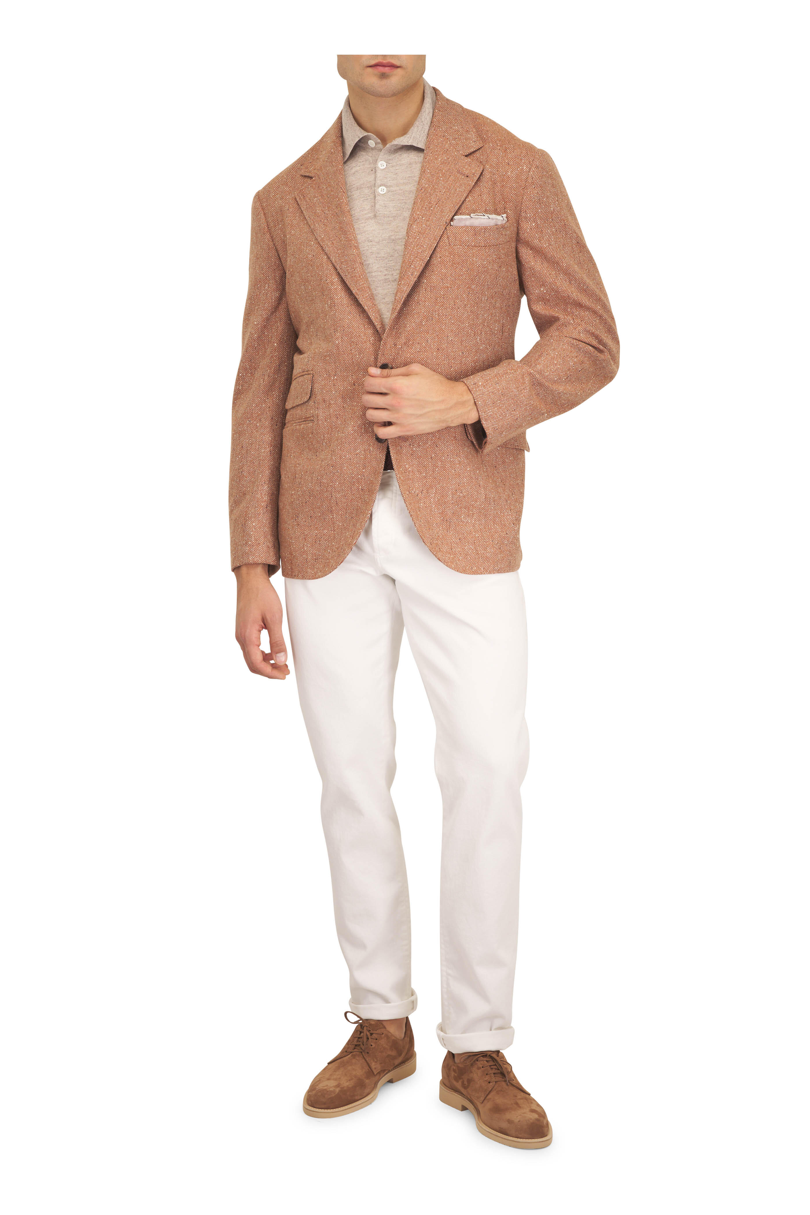 Brunello Cucinelli - Wool & Cashmere Flecked Chevron Sportcoat