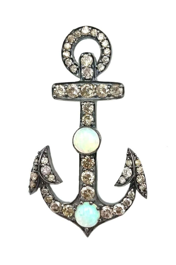 Royal Nomad Jewelry Opal & Diamond Anchor Pendant