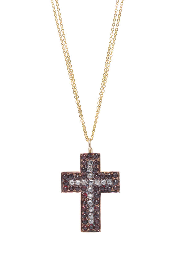 Renee Lewis Ruby & Diamond Cross Two Chain Necklace - view 2