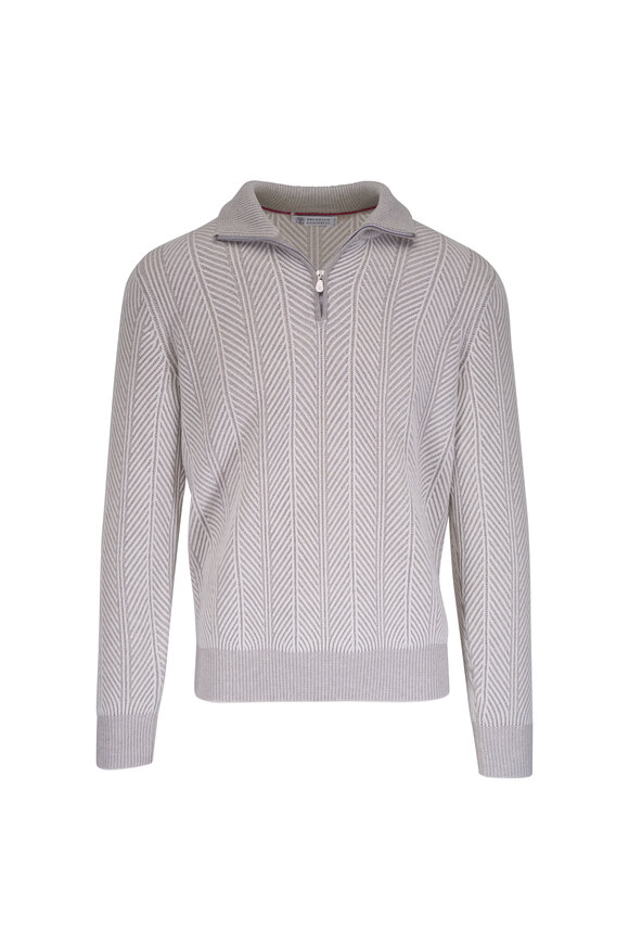 Brunello Cucinelli - Tan Wool & Cashmere Zip Cardigan