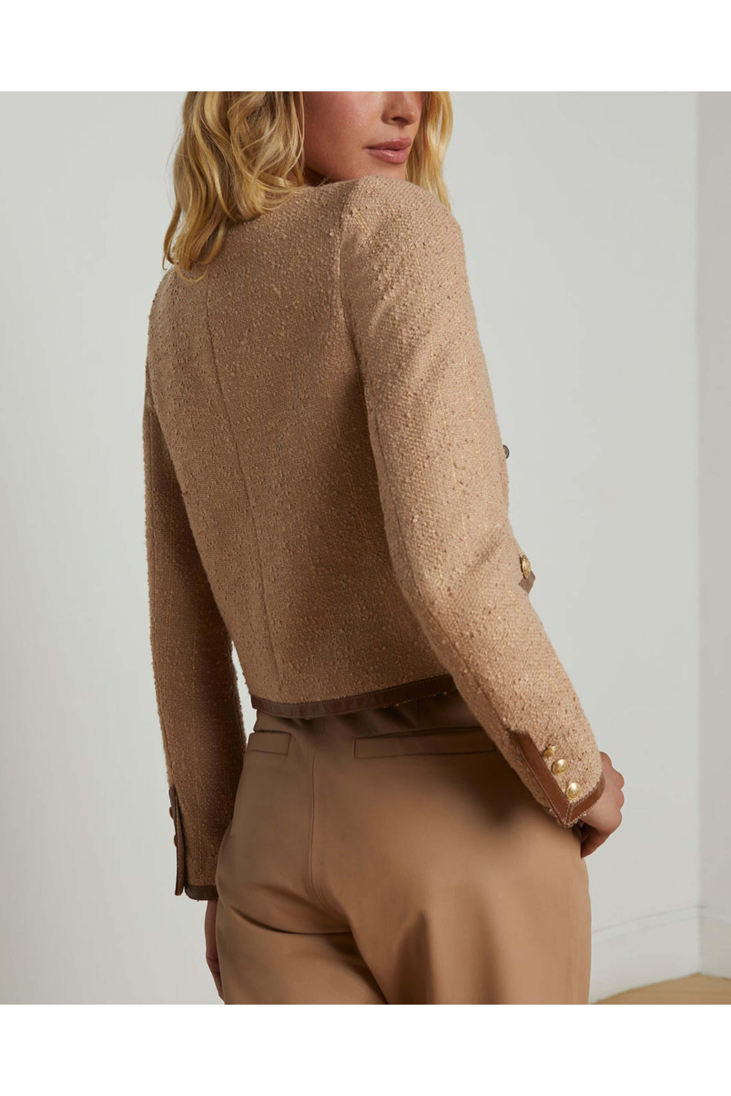 L'Agence - Cappuccino Tweed Zaya Collarless Jacket