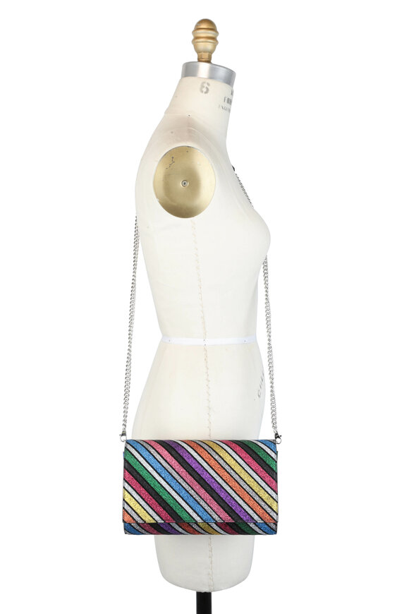 Christian Louboutin - Paloma Multicolor Striped Glitter Clutch 