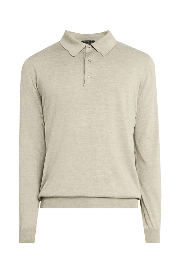 Kiton Sage Green Long Sleeve Polo - view 1