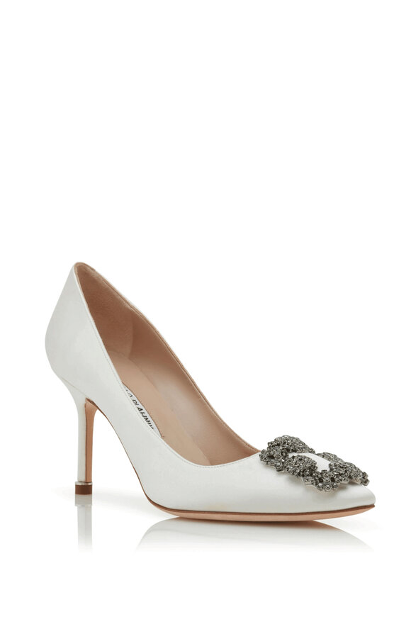 Manolo Blahnik Red Satin and Crystal Nadira 90 Pumps Size