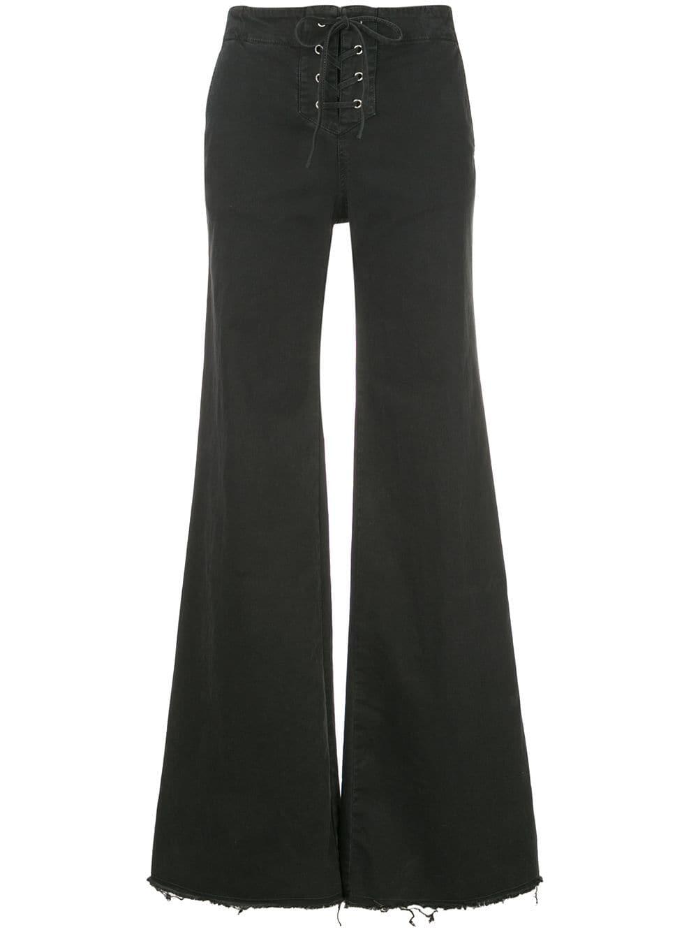 Nili Lotan - Lennon Carbon Lace-Up Wide Leg Jean