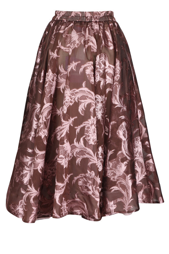La DoubleJ Floral Burgundy Ballerina Midi Skirt - view 2