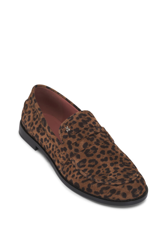 Amina Muaddi Tilda Animal Print Suede Penny Loafer