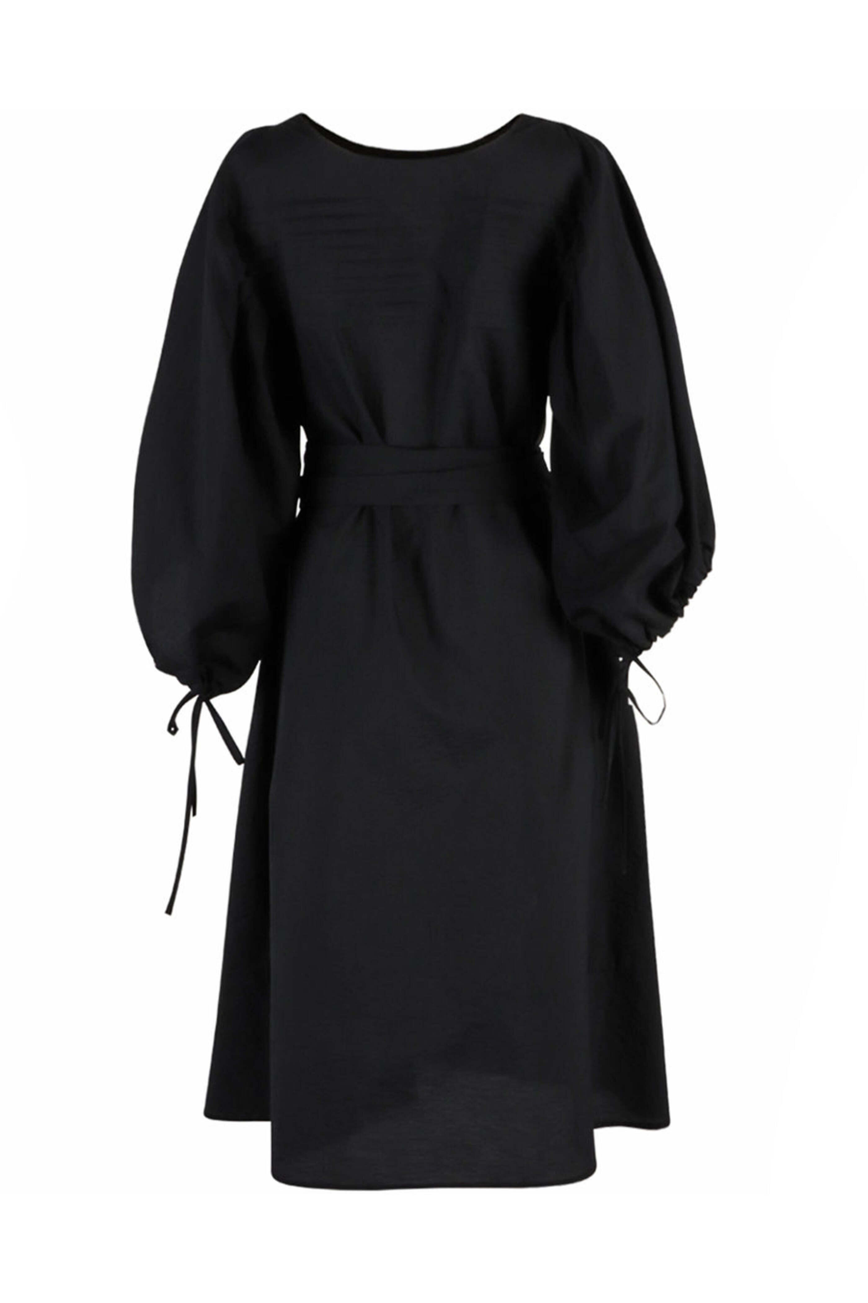 Aetna Shirt Corp - Black Pleat Front Lambe Midi Dress