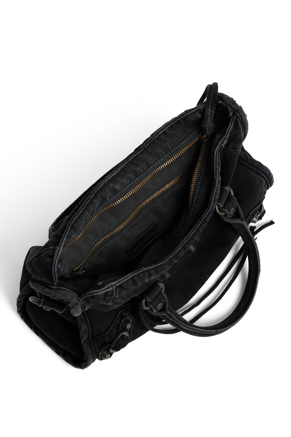 Balenciaga Small Le City Black Denim Top Handle Bag - view 8