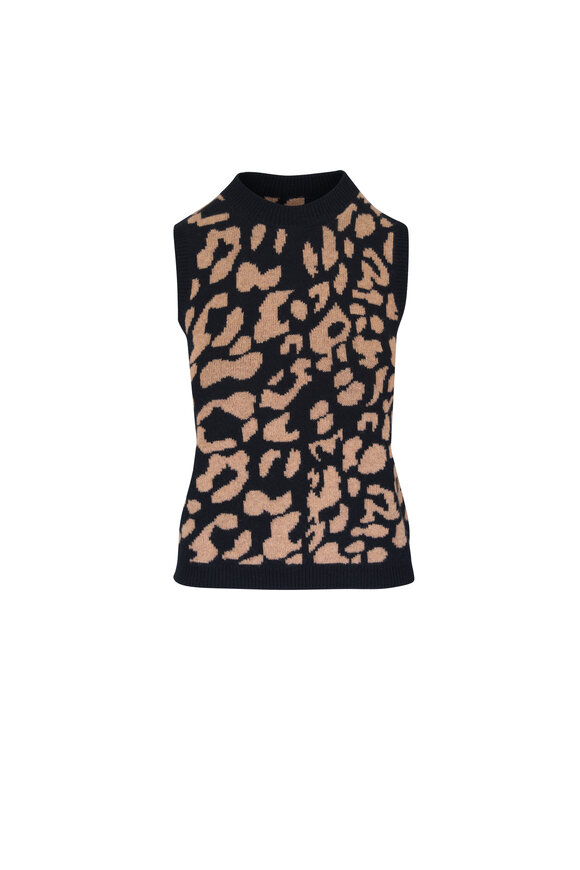 Kinross Leopard Print Wool & Cashmere Tank - view 1