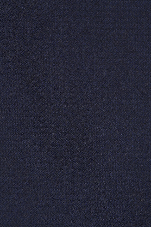 Paolo Albizzati Navy Blue Solid Linen, Silk & Cotton Necktie - view 2