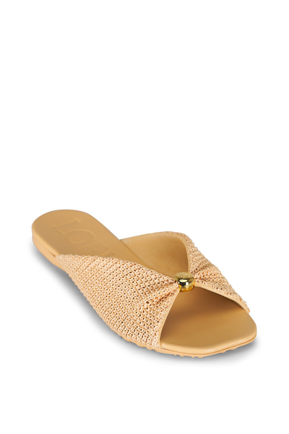Loewe Pebble Natural Raffia-Effect Soft Slide