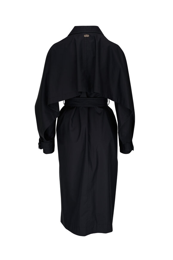 Agnona - Black Technical Silk Trench Coat 