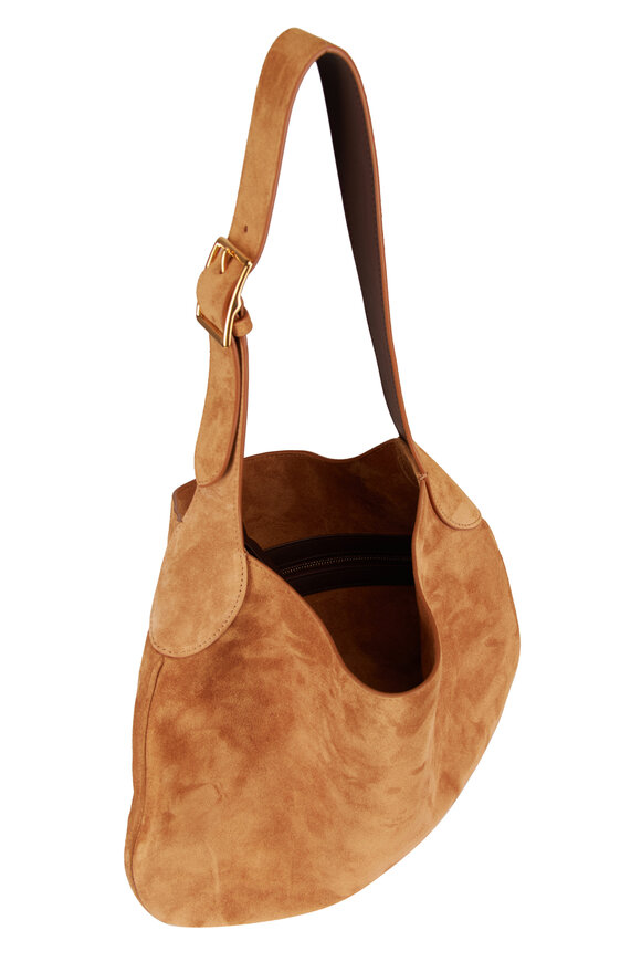 Nili Lotan Jagger Tawny Suede Shoulder Bag - view 4