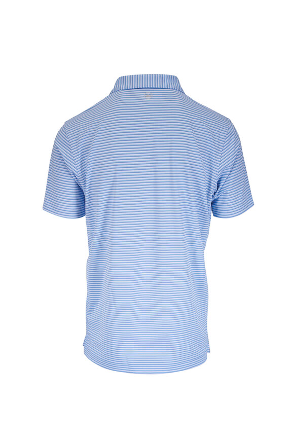 Peter Millar Tempo White & Blue Stripe Mesh Performance Polo - view 2