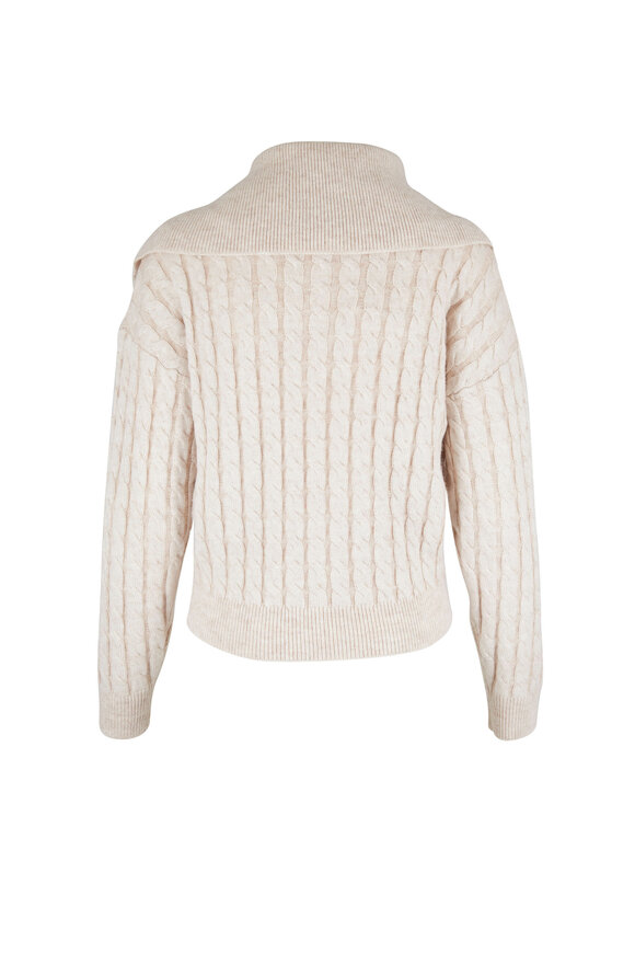 Frame - Ivory Wool Half-Zip Cable Knit Sweater