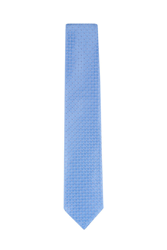 Brioni Sky Blue Micro Check Necktie