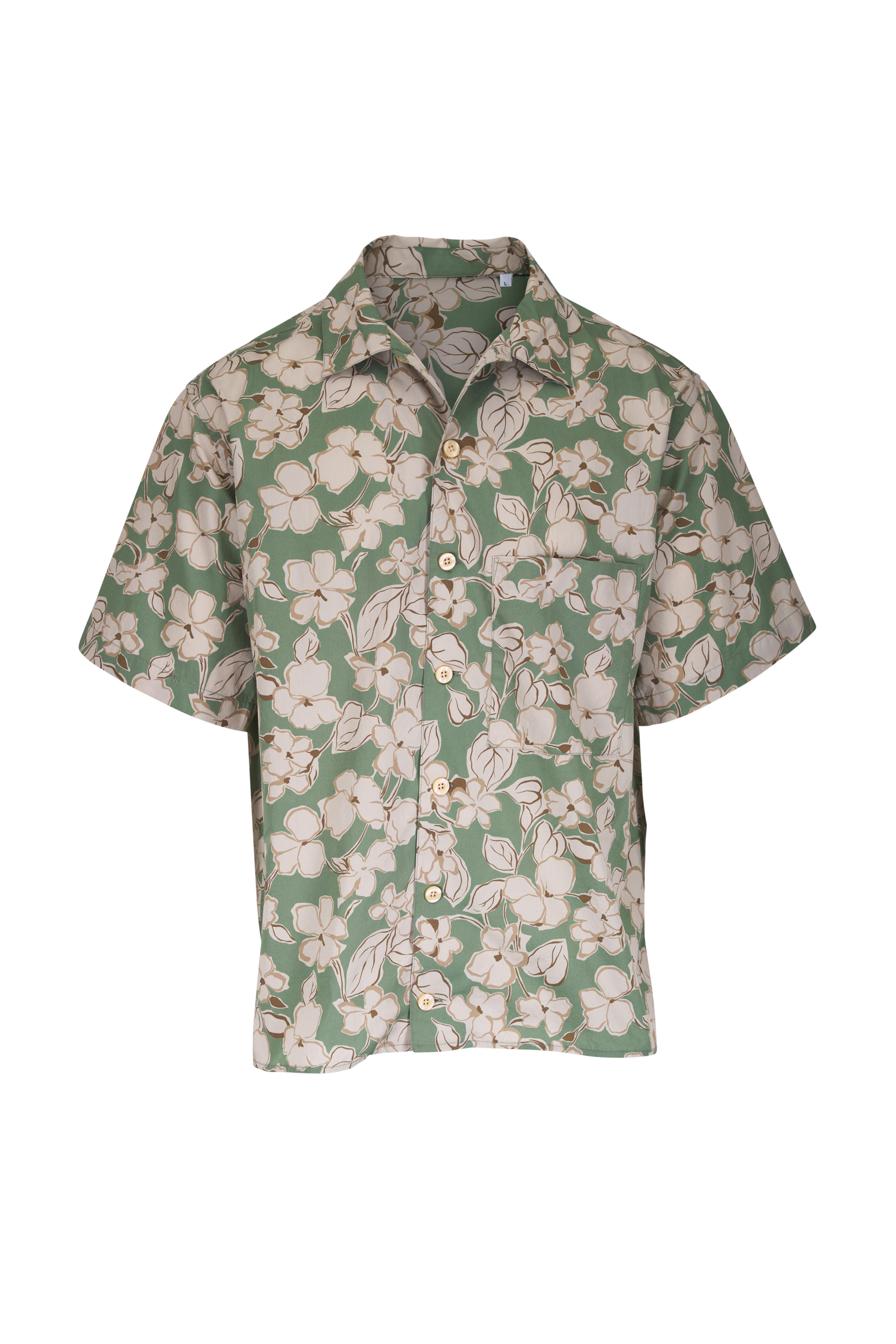 Tintoria - Green Floral Print Cotton Sport Shirt - view 1