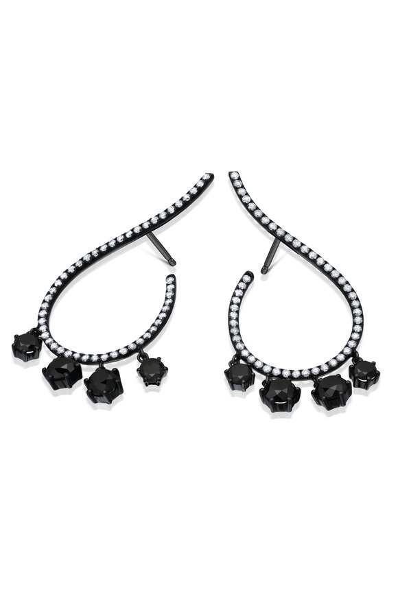 Graziela Gems - Mega Swirl Black Diamond Earrings