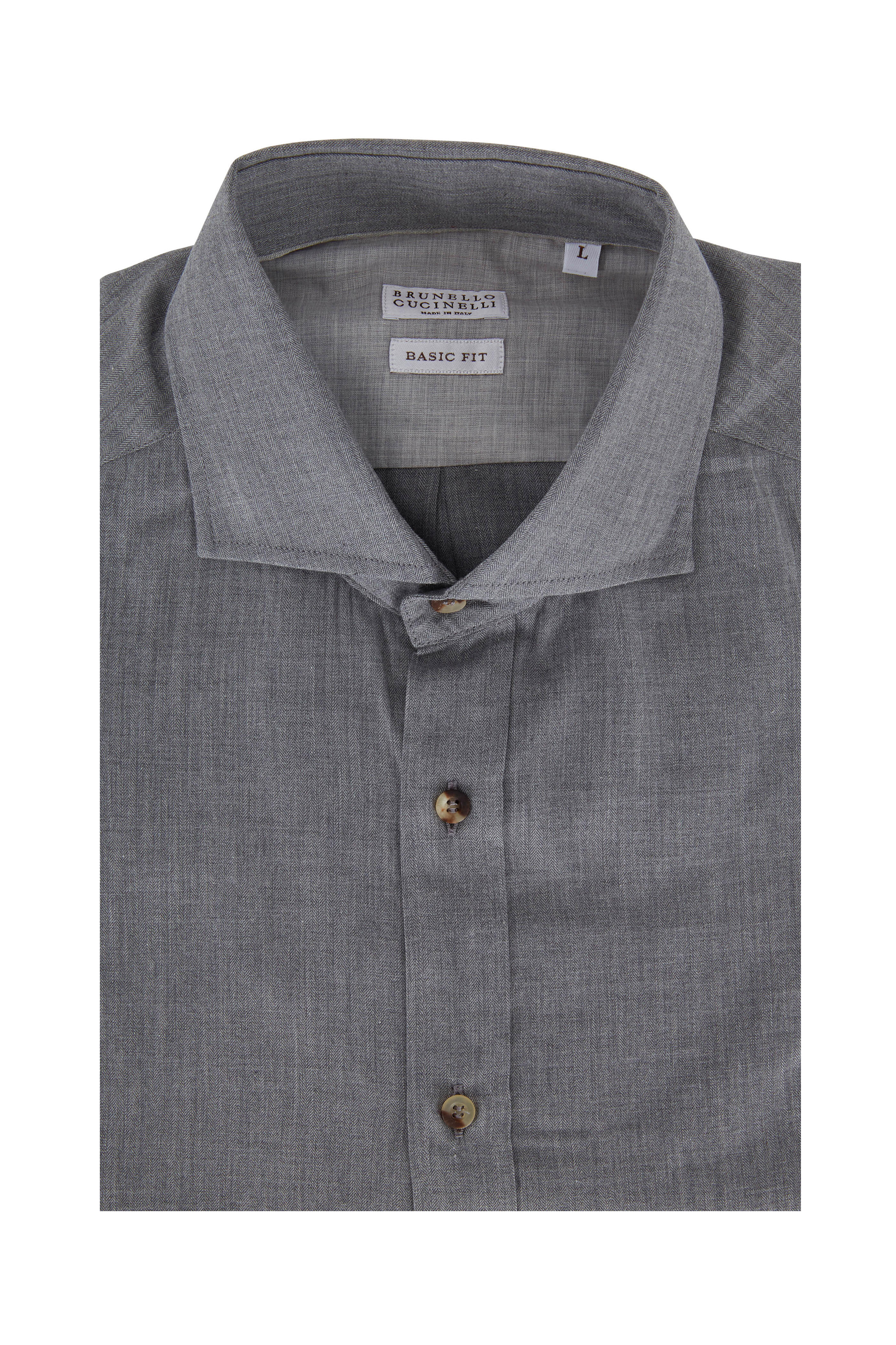 Brunello Cucinelli - Gray Basic Fit Sport Shirt - view 1
