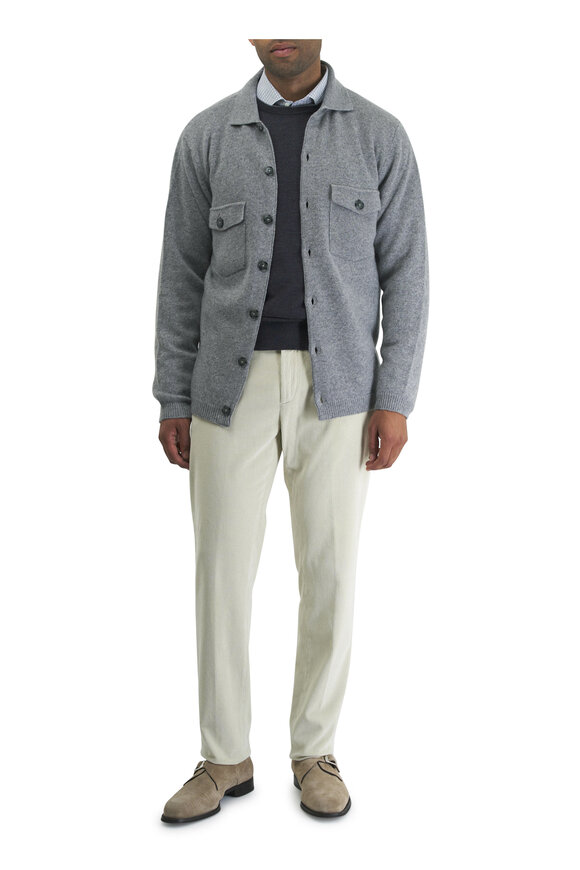 Canali - Light Gray Wool & Cashmere Cardigan  