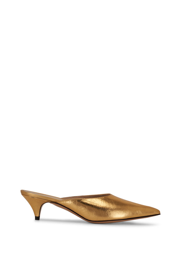 Khaite - The River Gold Metallic Leather Mule, 45mm