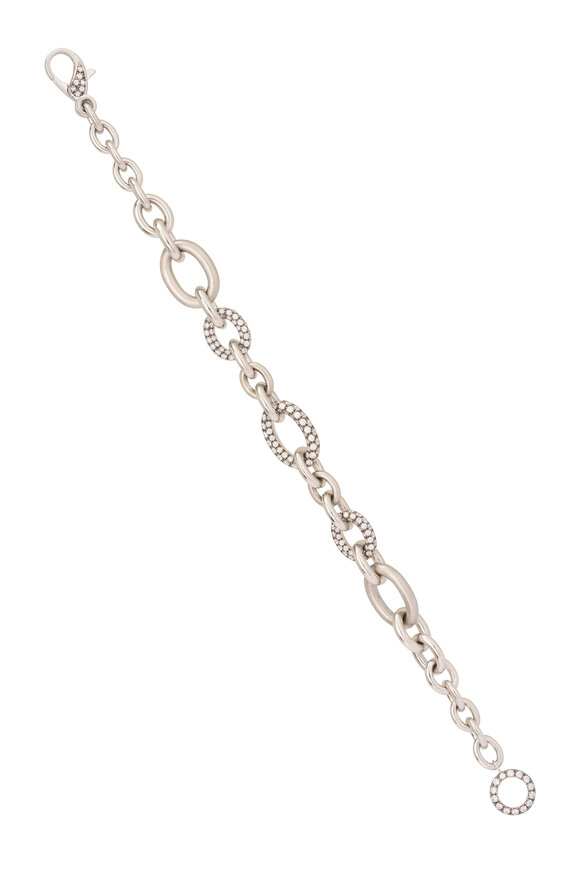 Mariani 18k White Gold Rolo Diamond Link Bracelet - view 1