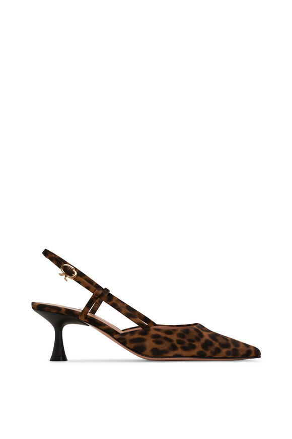 Gianvito Rossi - Ascent Leopard Print Suede Slingback Pump, 55mm