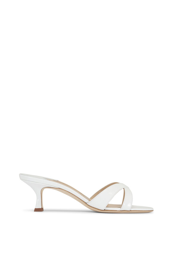 Manolo Blahnik - Callamu White Leather Slide, 50mm