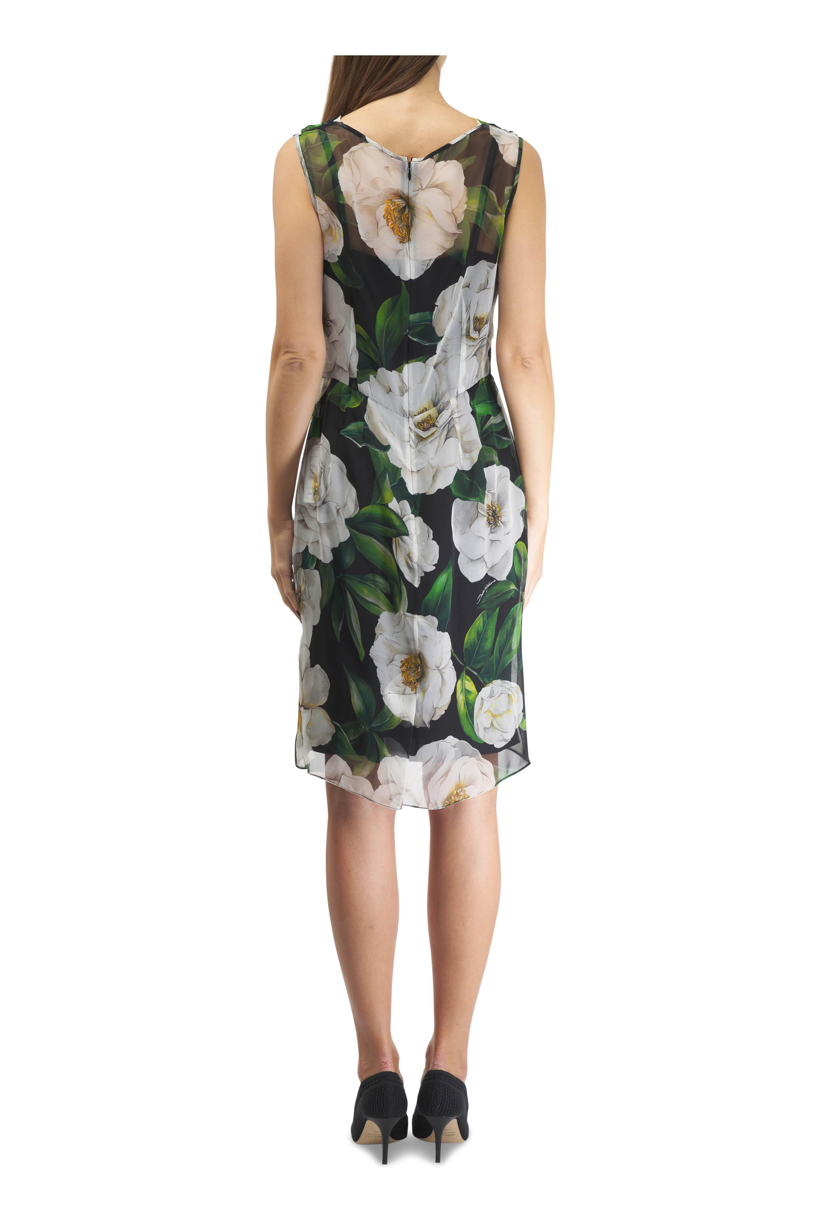 ワンピース DG2667 GARDENIA-PRINT CHIFFON DRESS Long one-shoulder gardenia-print chiffon dress in Print for