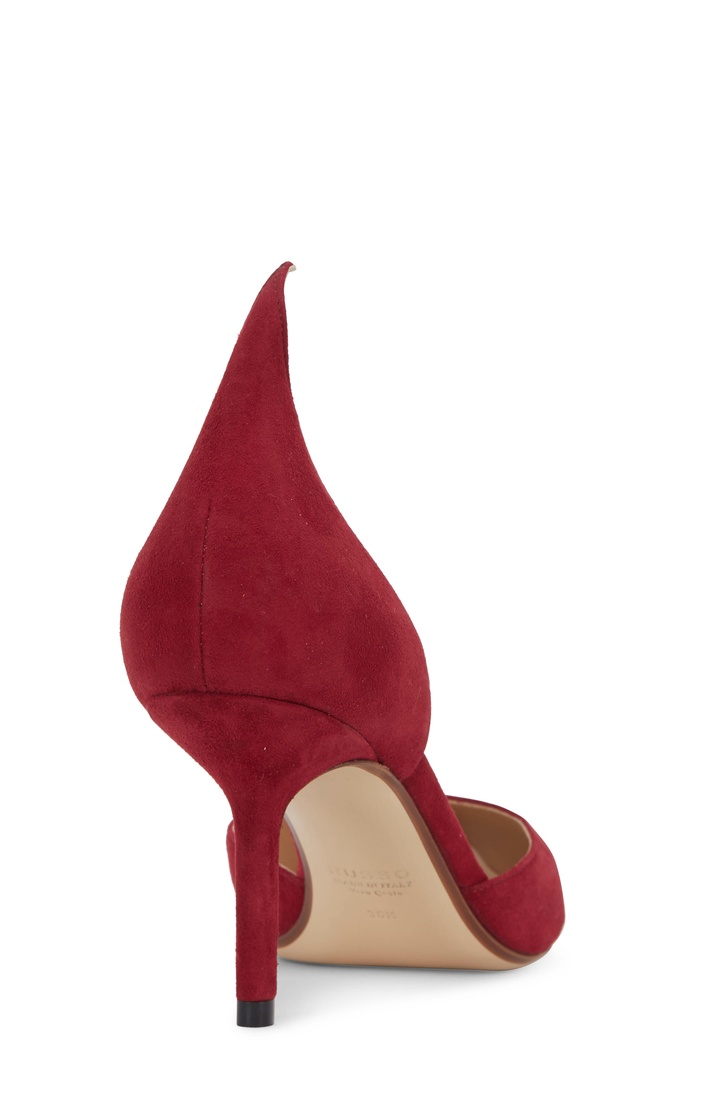 Francesco Russo - Pomegranate Suede D'Orsay Pump, 75mm