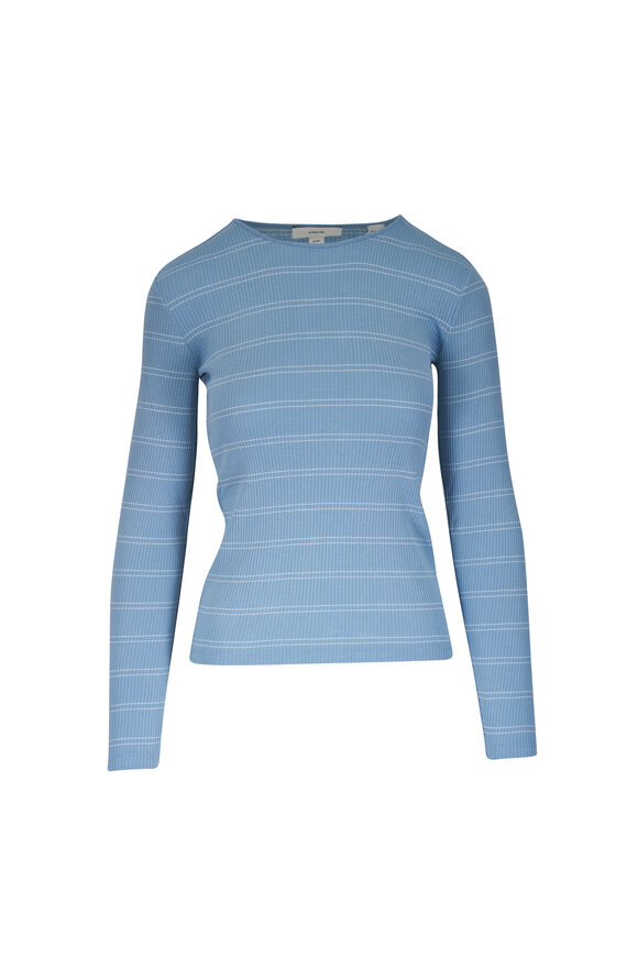 Vince - Pacific Azure Slash-Neck Long-Sleeve Top