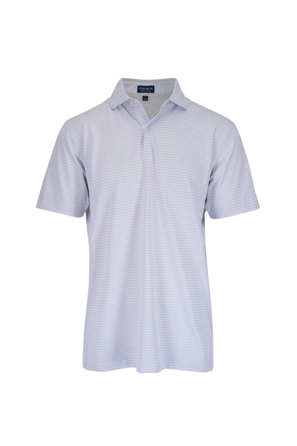 Peter Millar Tempo Blue & White Performance Mesh Polo - view 1