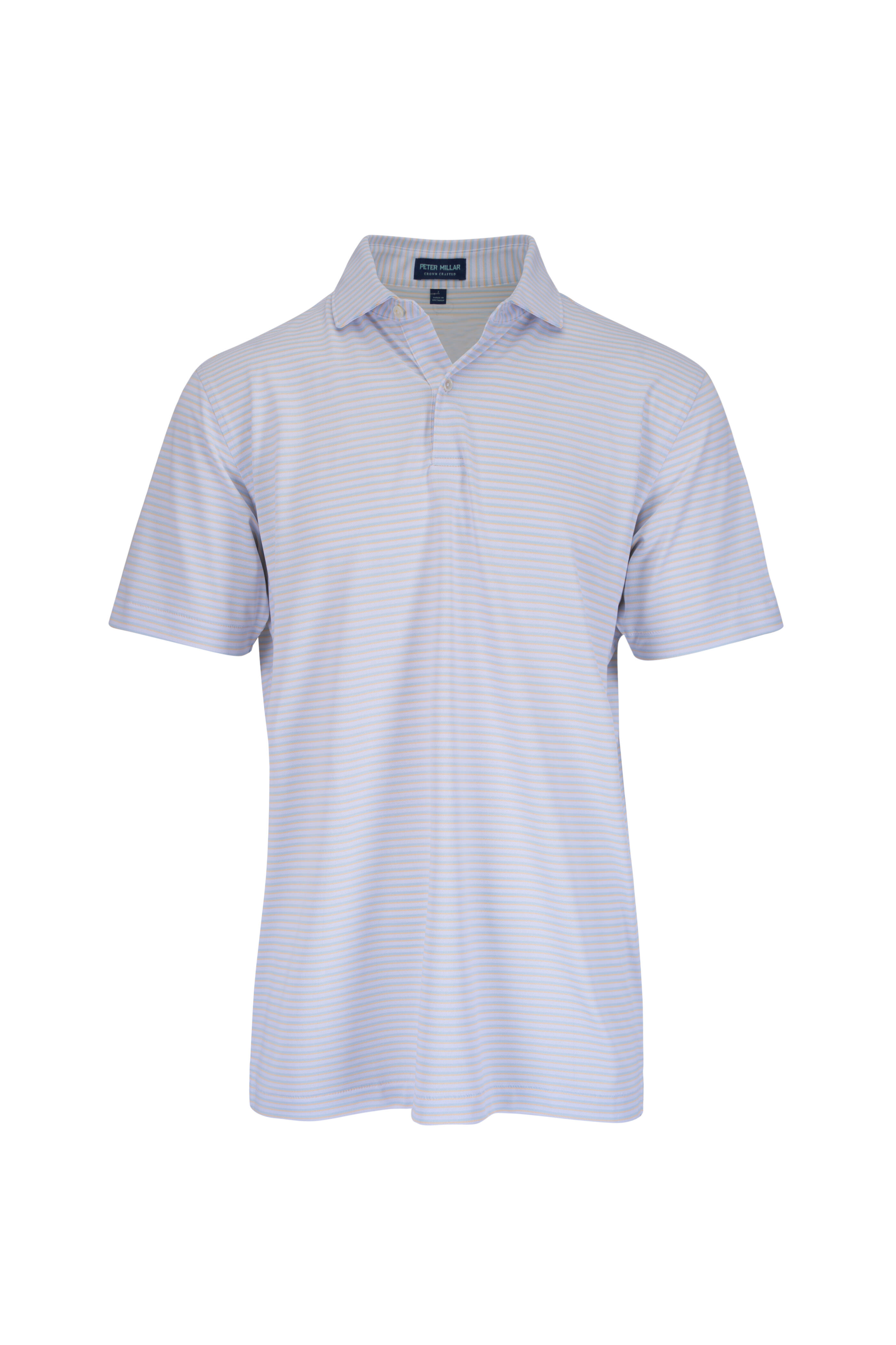 Peter Millar - Tempo Blue & White Performance Mesh Polo