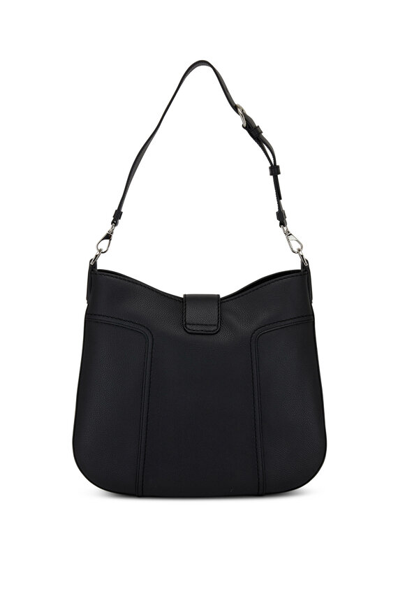 Tod's - Double T Black Grained Leather Medium Hobo Bag