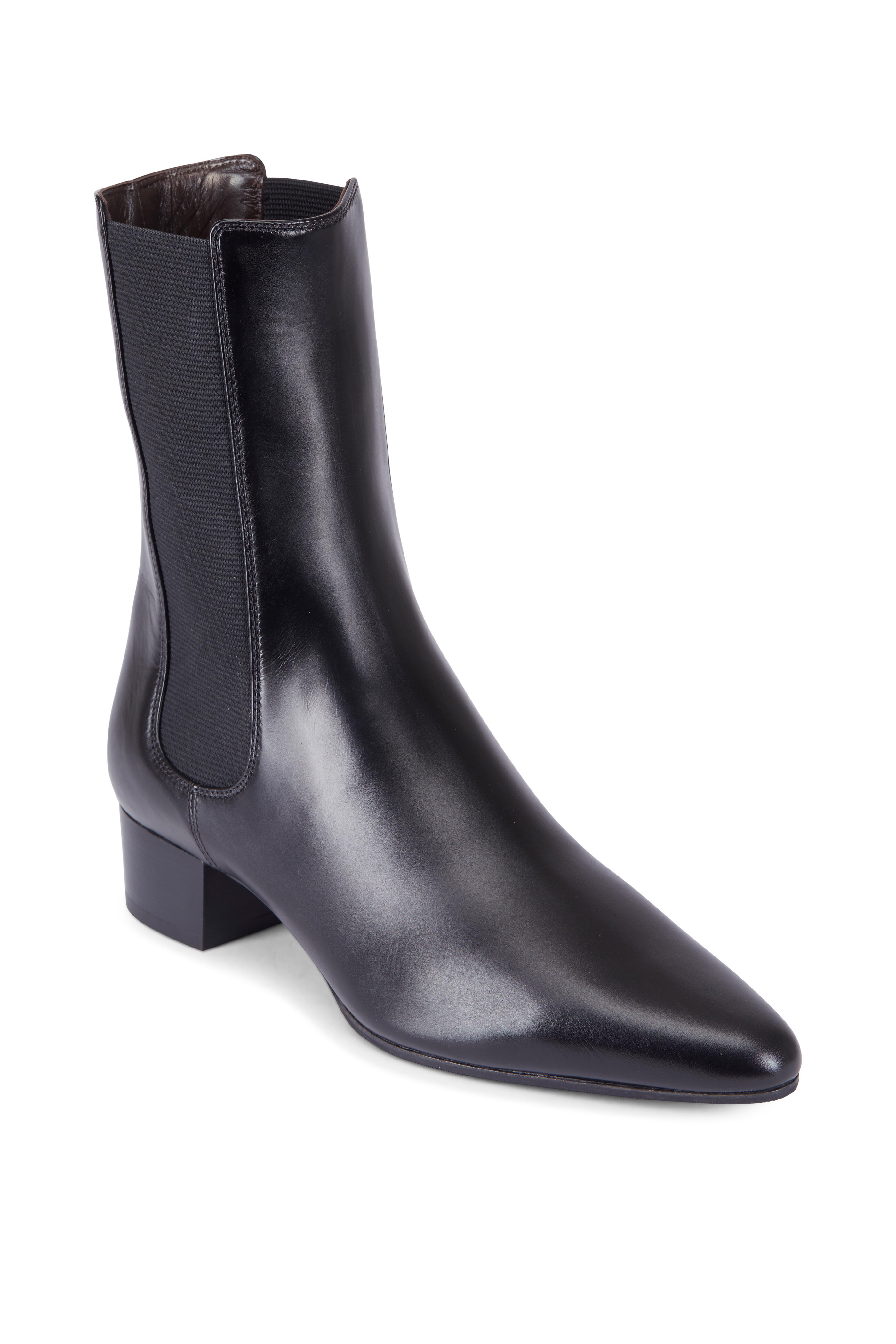 The Row British Boot Black Leather Ankle Boot Mitchell Stores