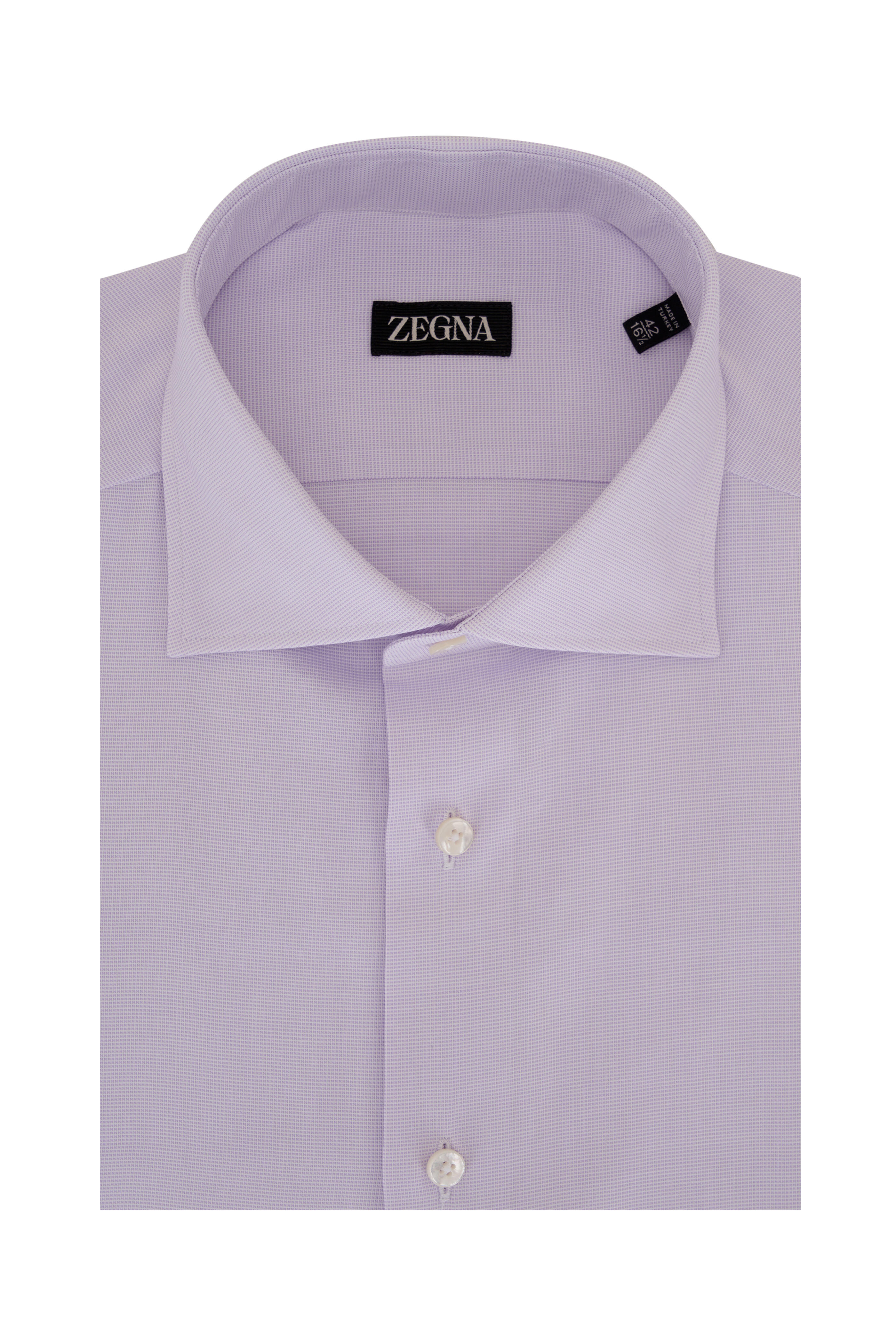 Zegna - Lavender Textured Cotton Dress Shirt | Mitchell Stores