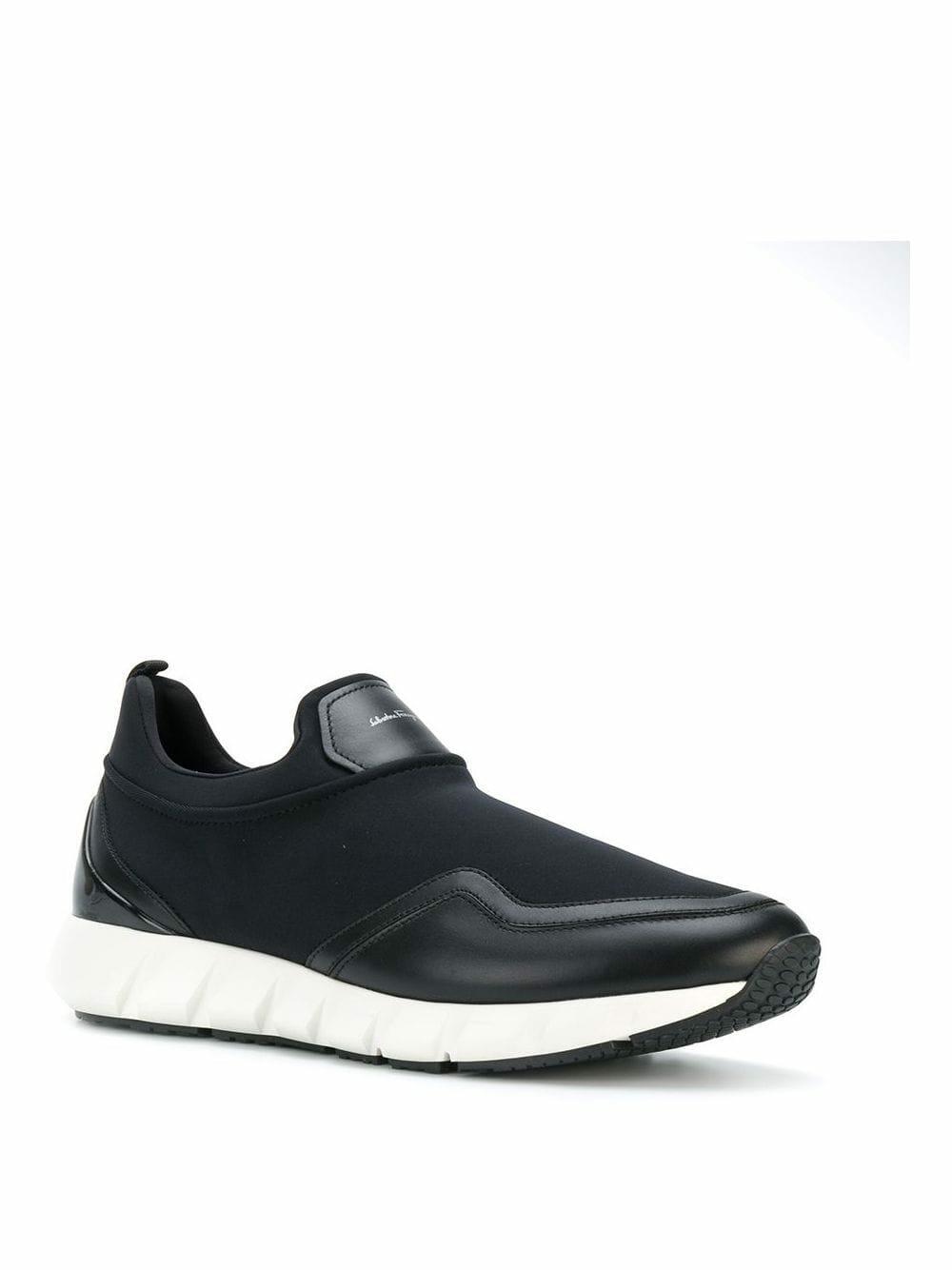 Salvatore Ferragamo - Black Leather & Fabric Sneaker