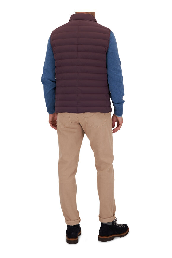 Brunello Cucinelli - Plum Nylon Quilted Snap Vest