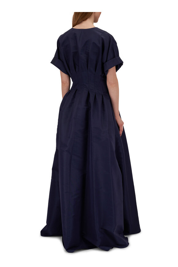 Carolina Herrera - Midnight Short Sleeve Button Front Gown