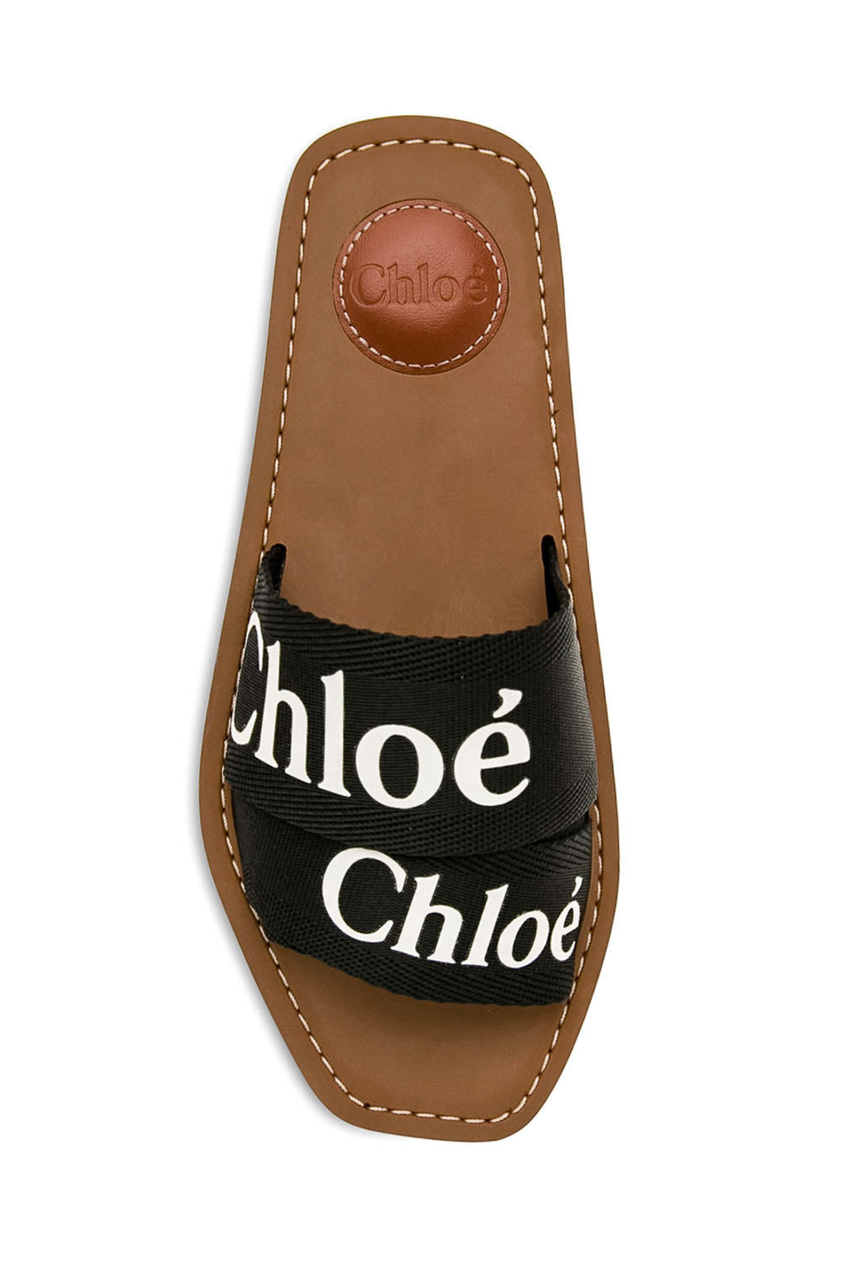 Chloé - Woody Flat Mule in Black Canvas