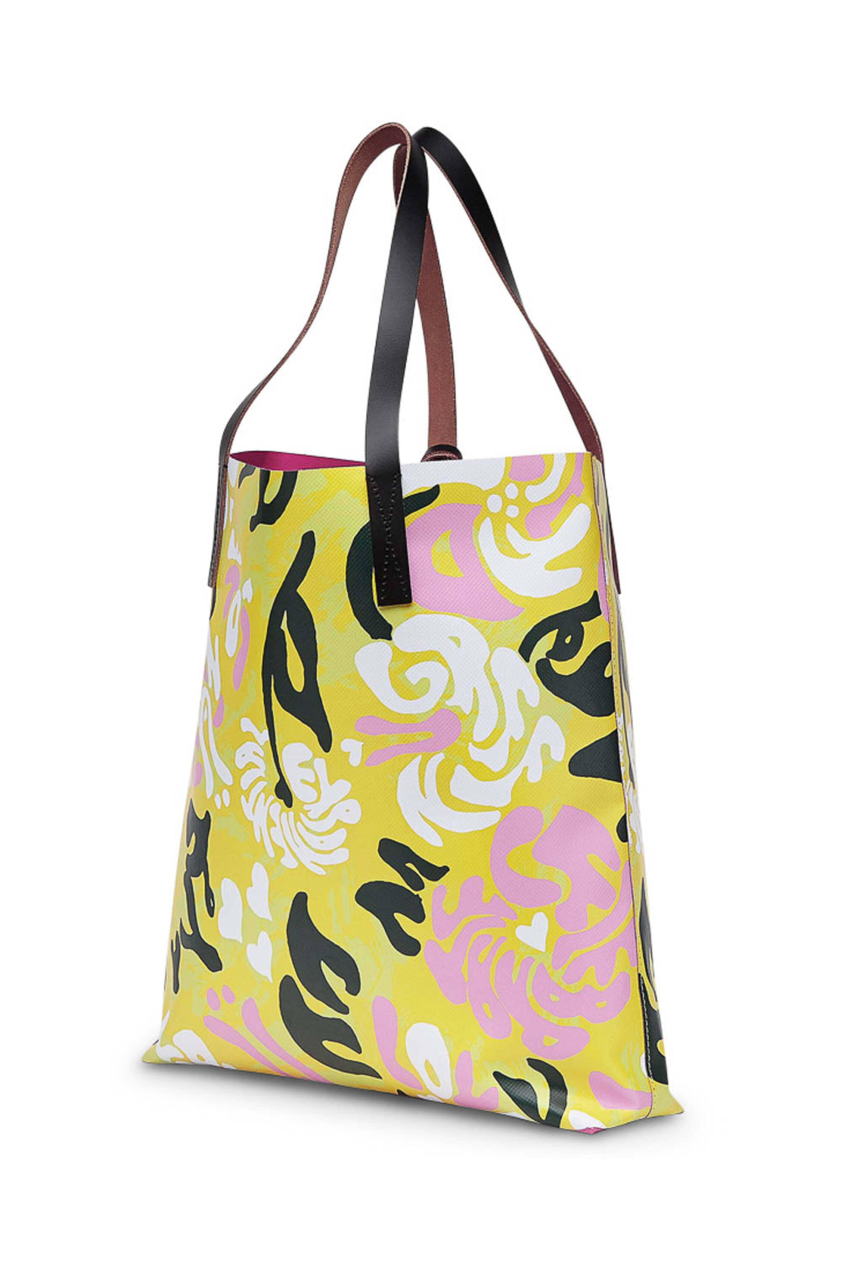 Marni - Euphoria Print PVC Shopping Bag in Yellow and Pink