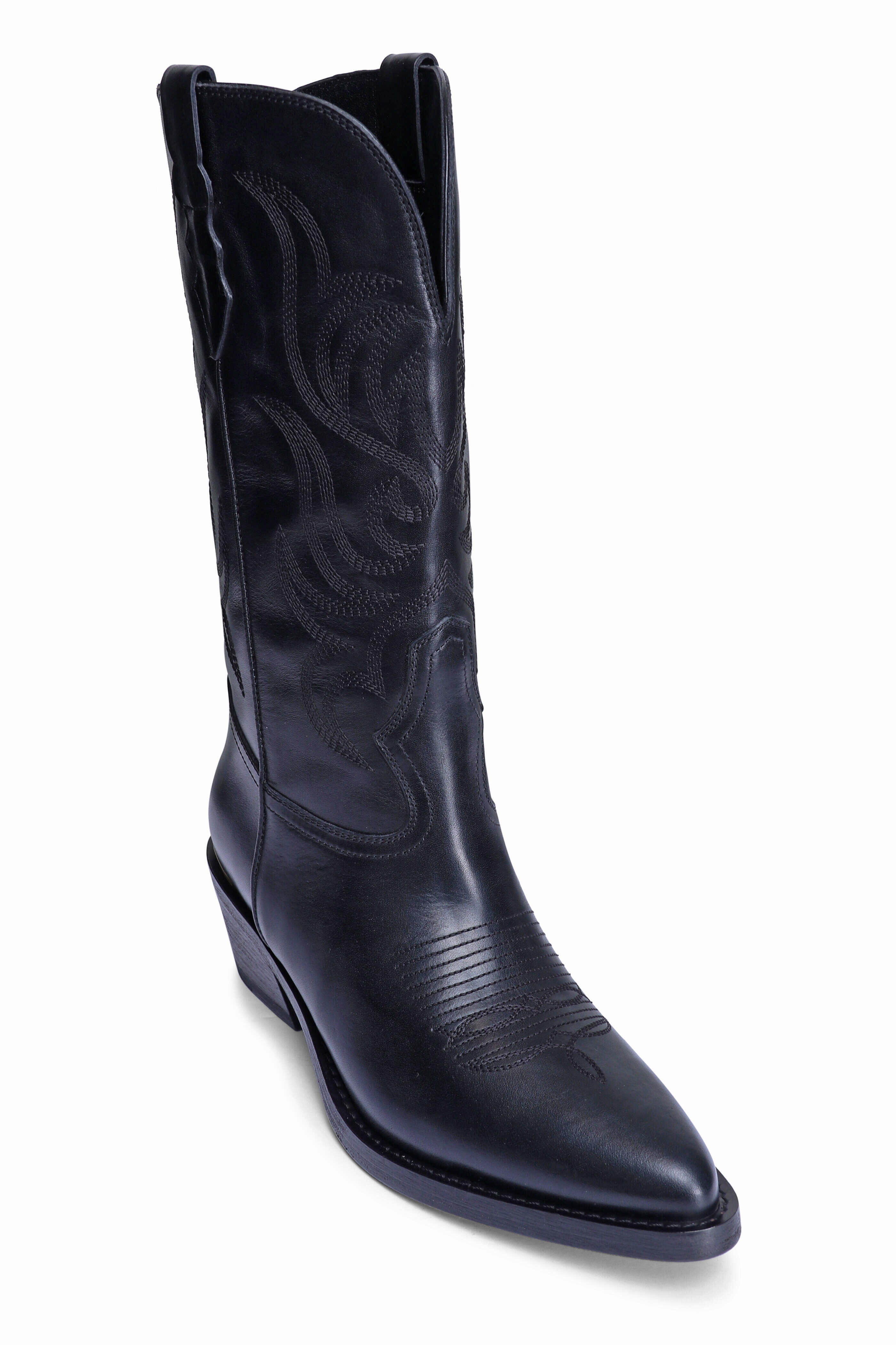 Partlow - Gigi Black Leather Cowboy Boot