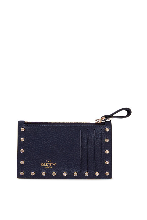 Valentino Garavani - Rockstud Navy Blue Leather Card Case