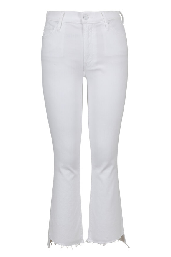 Mother - White Insider Crop Step Fray Jean 