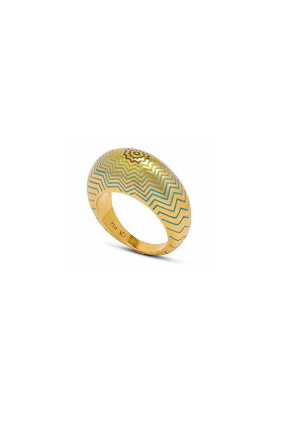 Van Gelder Baoli Flow Blue & Green Bombe Ring - view 2