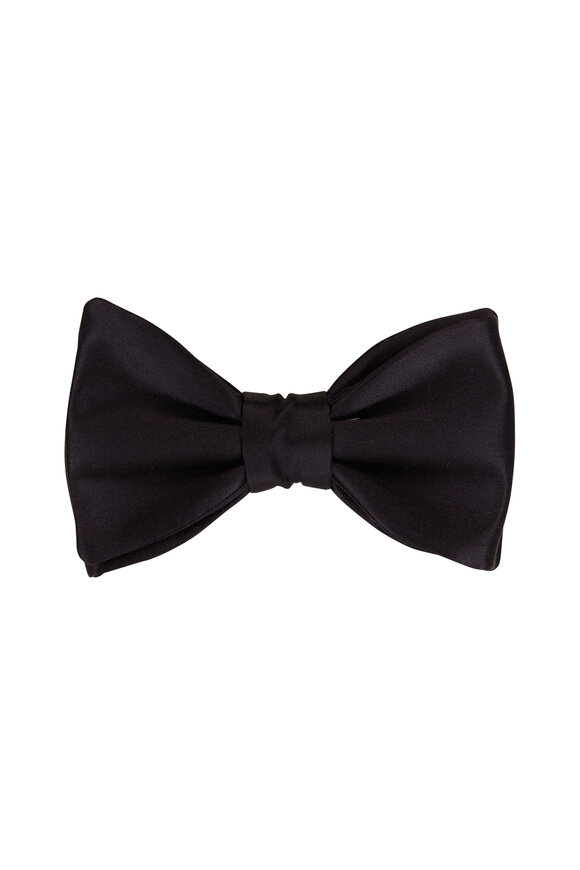 Dolce Punta - Black Satin Pre-Tied Bow Tie