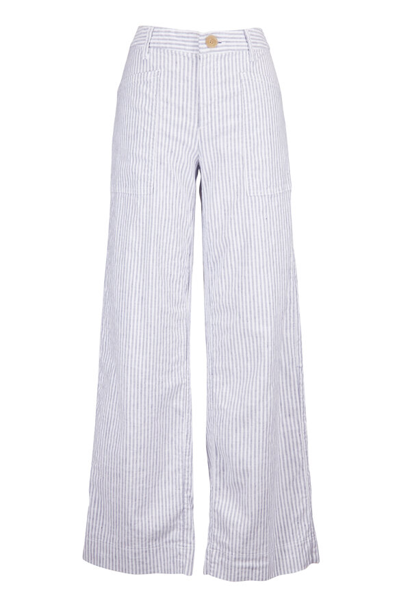 Frank & Eileen Limerick Navy & White Stripe Linen Wide Leg Pant - view 1