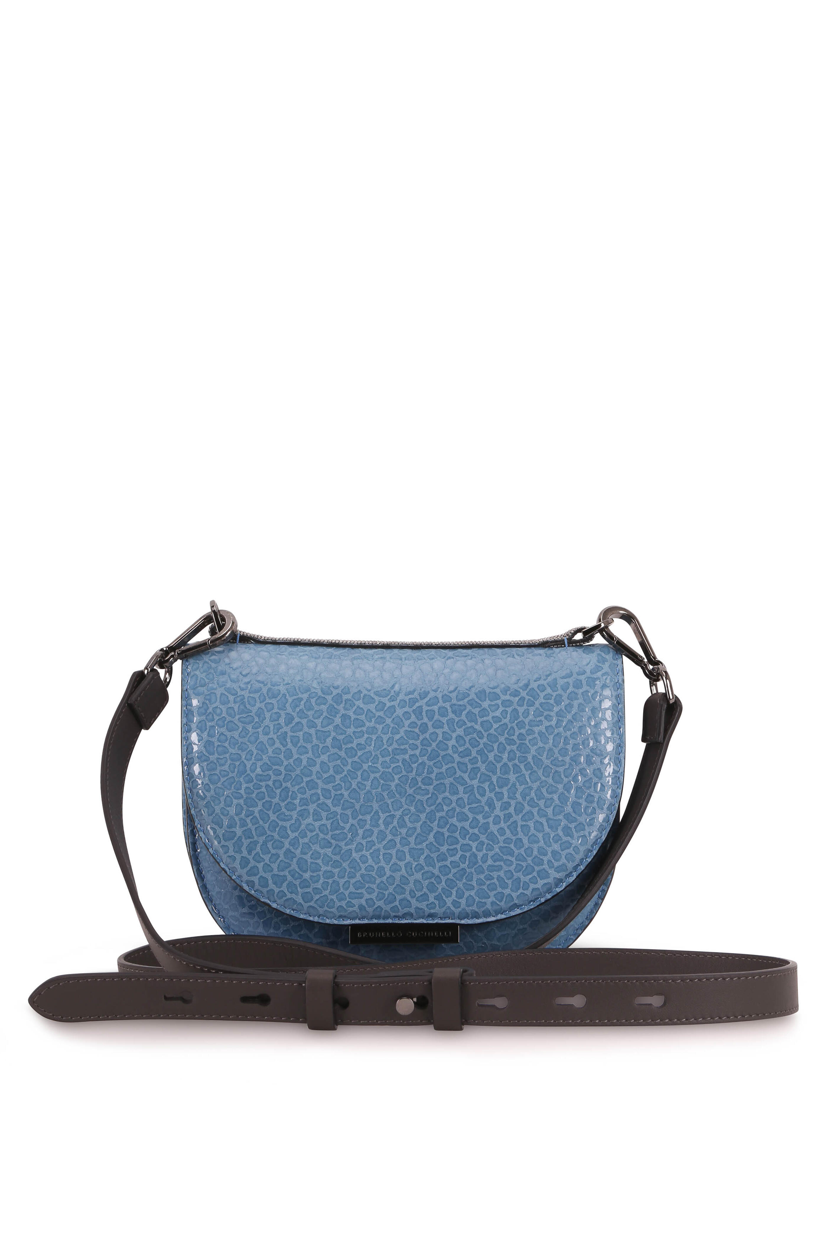 ショルダーバッグ・ポシェット BRUNELLO CUCINELLI SHOULDER BAG (MBHID2666 C2657) Brunello Cucinelli - Blue Glossy Textured Leather Shoulder Bag