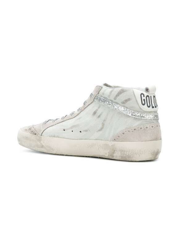 Golden Goose - Midstar White & Silver Zebra Glitter Sneaker